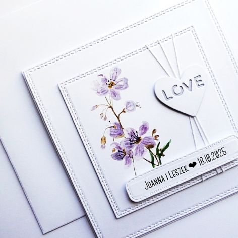 Kartka ślubna minimalistyczna w bieli na ślub