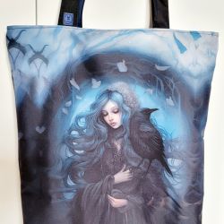 Torba z tk. wodoodpornej: dziewczyna z krukiem