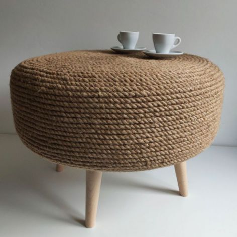 Stolik kawowy puf rustykalny boho handmade