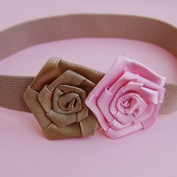Opaska niemowlęca "Róż z beżem"