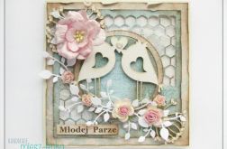 Romantyczna kartka na Ślub z ptaszkami