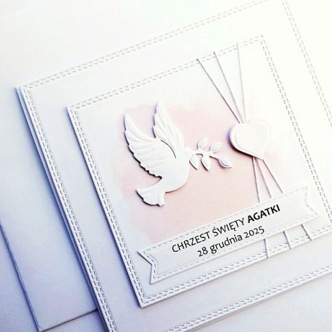 Kartka z gołębicą na Chrzest minimalistyczna