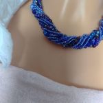 Naszyjnik Krótki Koraliki Niebieskie Mix - 