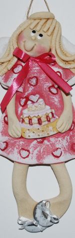 Mam urodziny - aniołek z masy solnej, prezent, dekoracja