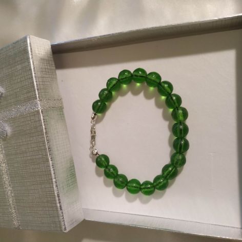 Bransoletka z naturalnego mołdawitu ,srebro