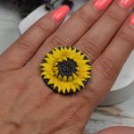 Duży, regulowany pierścionek Słonecznik - słonecznik pierscionek