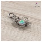 Opal z Etiopii i srebro - wisiorek kwiatek 1618a - opal i srebro