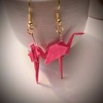 Kolczyki origami flamingi - Przodem i z boku