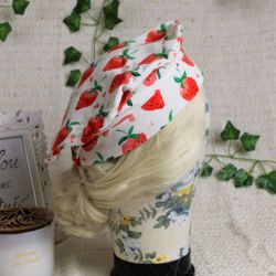 Beret z dzianiny bawełnianej - Truskawki