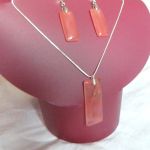 Kamień miłości - różowy kwarc mszysty. Zestaw eleganckiej biżuterii - 