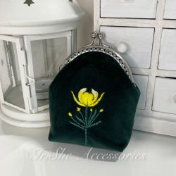 Portmonetka zielona Pełnik, haftowana ręcznie