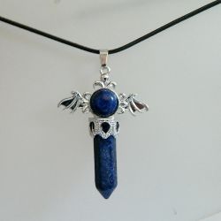 Lapis lazuli i tybetańskie srebro, oryginalny wisiorek Uniseks