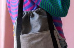 Szara torba na ramię z kominem z flauszu