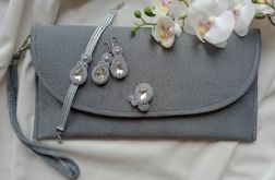 Biżuteria wizytowa soutache kopertówka siwa