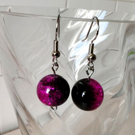Kolczyki Crackle fioletowe