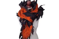 SZAL DAMSKI WEŁNIANY DŁUGI LIŚĆ