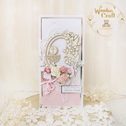 Kartka komunijna pamiątka "PinkRoses1" GOTOWA Kartka komunijna pamiątka "PinkRoses1" GOTOWA