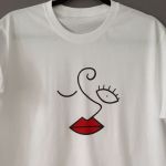 Koszulka ręcznie malowana red lips - Koszulka red lips vintage