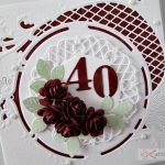 Kartka ROCZNICA ŚLUBU biało-rubinowa - Kartka na rocznicę ślubu z rubinowymi różami