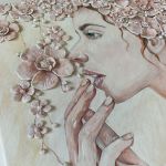 „Kobieta w kwiatach 2 ” - Obraz strukturalny - 40 × 40 cm - obraz 3d