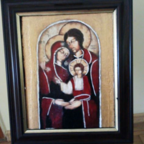 Ikona świętej rodziny - w drewnianej ramie