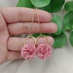 Długie kolczyki zgaszony brudny róż antyczny - soft summer jewelry