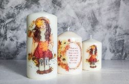 Zestaw trzech świec z jesiennym nadrukiem