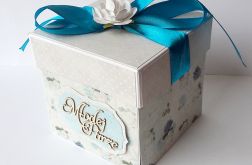 Kartka-pudełko ślubne turkusowe