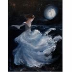 Gwiezdny Pył, ręcznie malowany obraz olejny - obraz noc księżyc