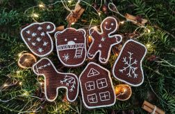 Zestaw szydełkowych pierniczków na choinkę