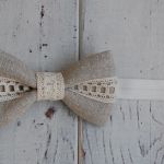 Opaska niemowlęca -Rustykalna, lniana kokardka - 