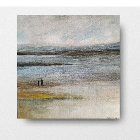 Nad morzem-akwarela formatu 20/20 cm 