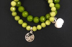 Bransoletki srebrne zielone jabłuszka.