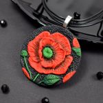 Naszyjnik "czerwony mak" - duży naszyjnik czerwony mak