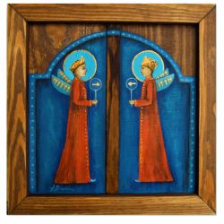 Anioły - przyciąganie obraz na desce z aniołem obraz ręcznie malowany