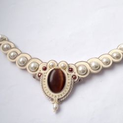 Naszyjnik - kolia Krem & Beż