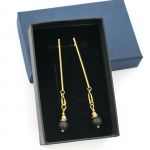 Kolczyki czarna lawa 6mm, stal chirurgiczna pozłacana - Kolczyki czarna lawa 6mm, stal chirurgiczna pozłacana 2