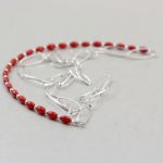Czerwony koral i srebro - naszyjnik łańcuszek - 
