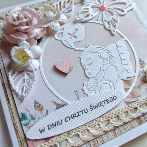 Pastelowa kartka na CHRZEST dziewczynki.