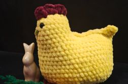 Kurka na szydełku handmade maskotka dekoracja Wielkanoc 18 cm żółta