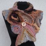 Szalik freeform crochet kolory ziemi - 