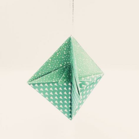 Bombka origami turkus stożek choinki i kropki