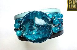 Kojący błękit - bransoleta z żywicy i rzemieni