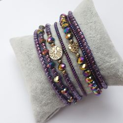 Bransoletka Boho Makrama Sznurek Fiolet
