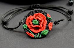 Sznurkowa bransoletka "czerwony mak"