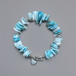 Luksusowa bransoletka Larimar Dominikana - Bransoletka z dużych kawałków Larimaru z Dominikany