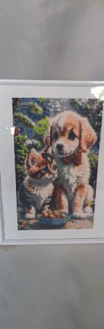 Obrazek diamentowy 20x30cm PIESEK I KOTEK