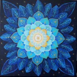  Mandala niebieska, obraz akryl na płótnie