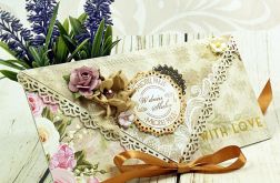 Kartka na ślub -ogród w złocie