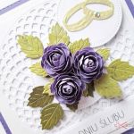 Kartka W DNIU ŚLUBU - fioletowe róże - Kartka ślubna z fioletowymi różami